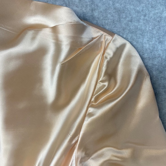 Vintage 30" Bust Peach & Pink Satin Lace Overlay Dress Fit & Flare • Handmade - Picture 11 of 16